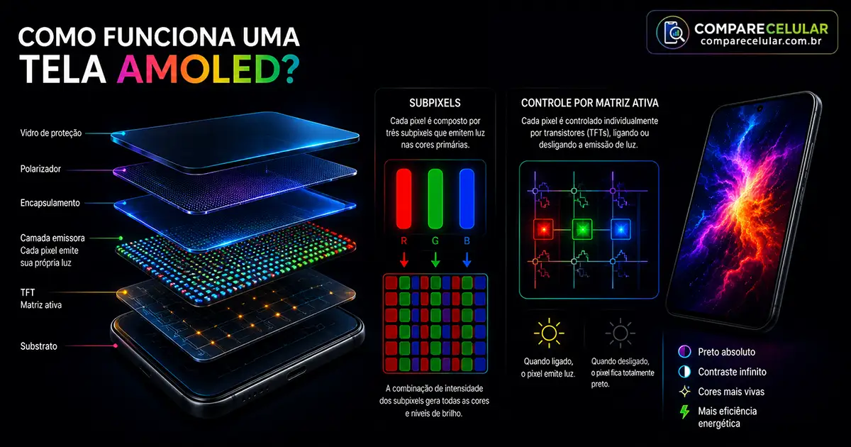 Composição de uma tela AMOLED