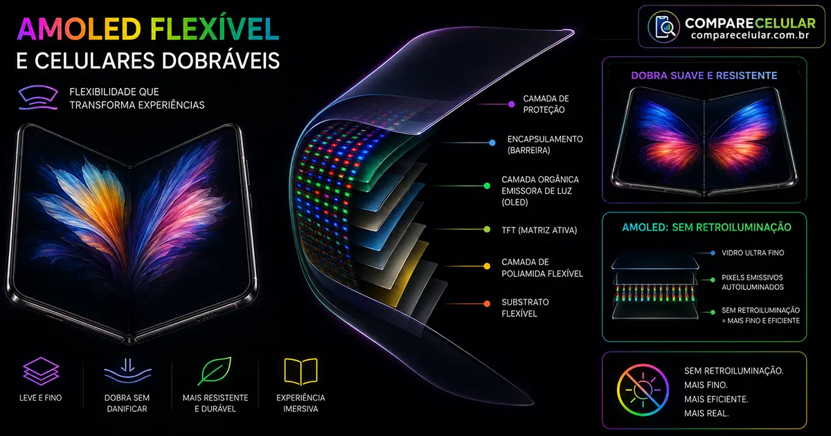 Estrutura de uma tela AMOLED flexível 